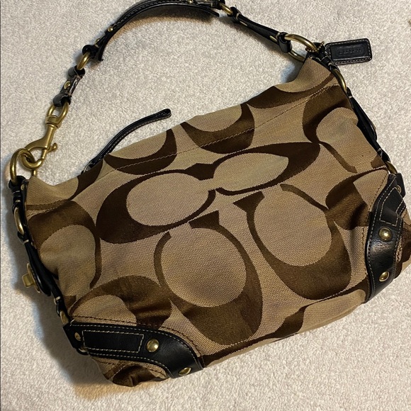 Coach Tan and Brown Signature Shoulder Bag - Picture 15 of 16